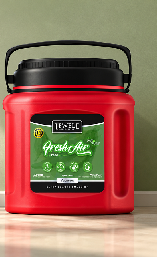 Fresh Air zero VOC interior emulsion in its distinctive red pack