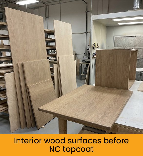 Interior wood surfaces before NC topcoat
