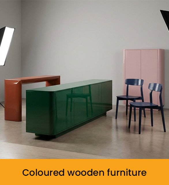 Coloured wooden furniture