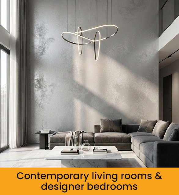Contemporary living rooms & designer bedrooms
