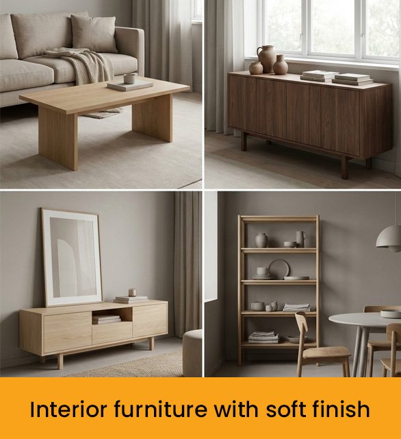 Interior furniture with soft finish