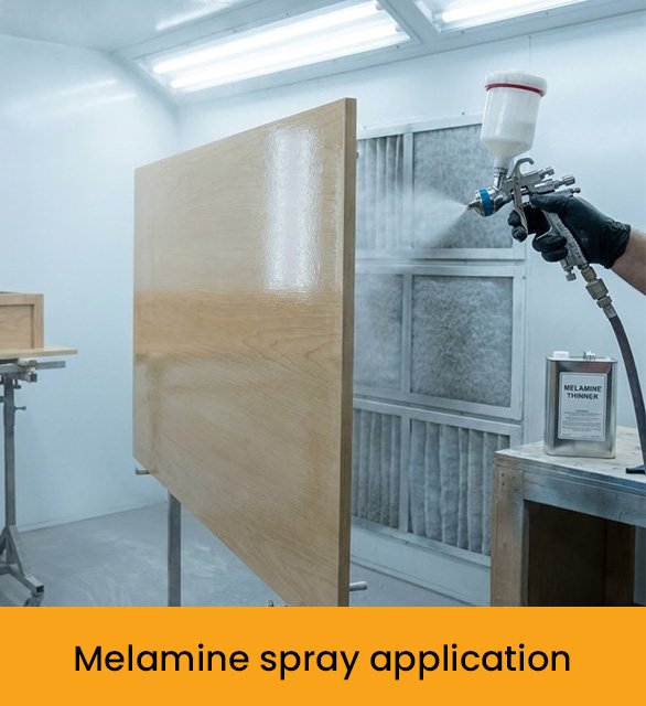 Melamine spray application