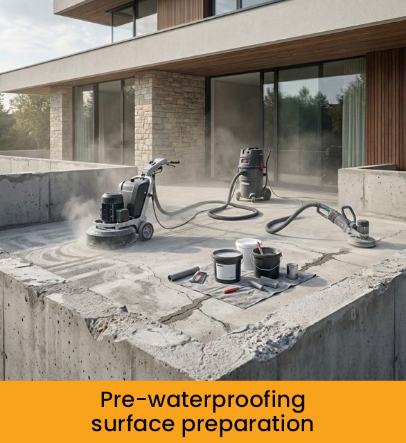 Pre-waterproofing surface preparation