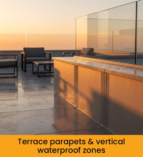 Terrace parapets & vertical waterproof zones