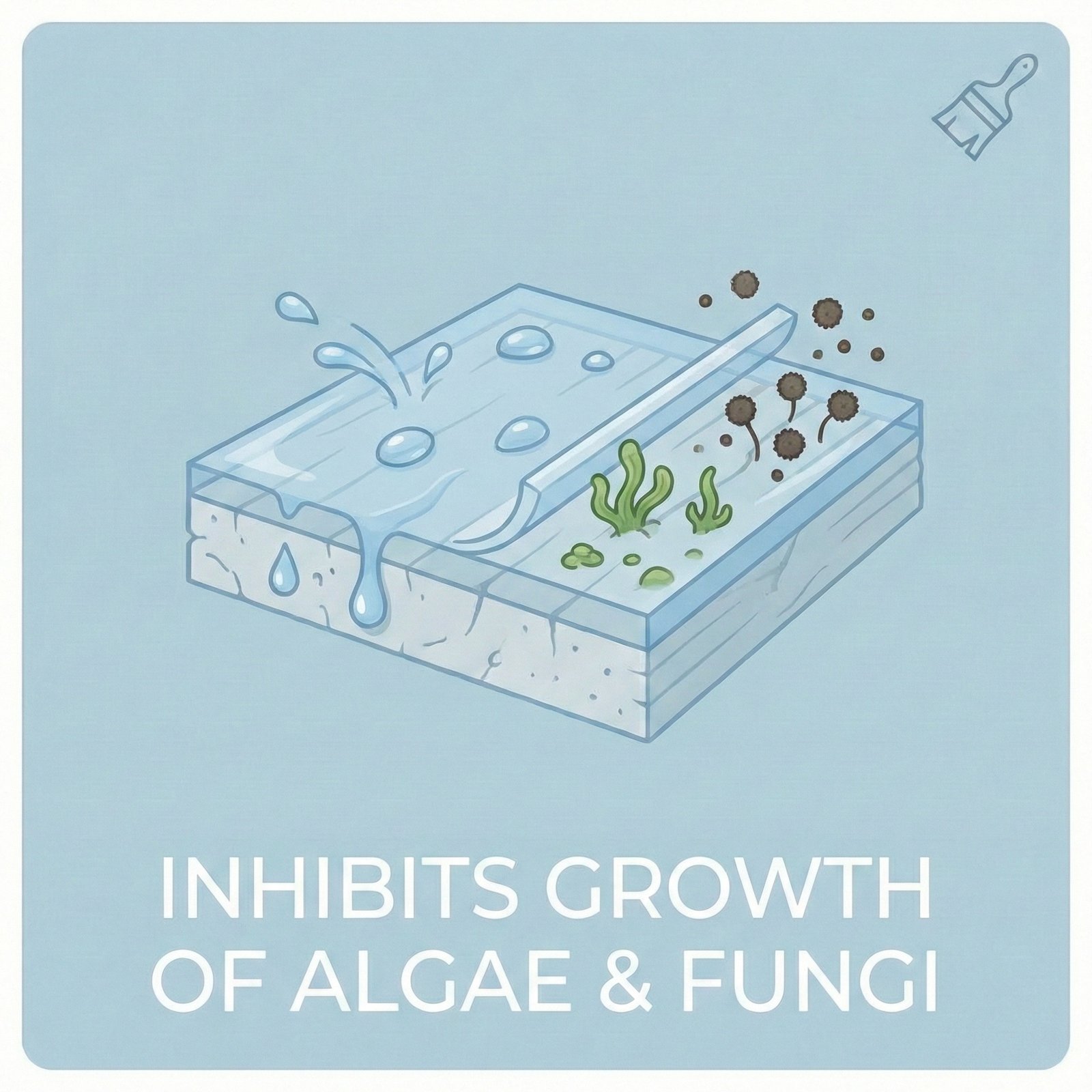 inhibits growth of algae and fungi