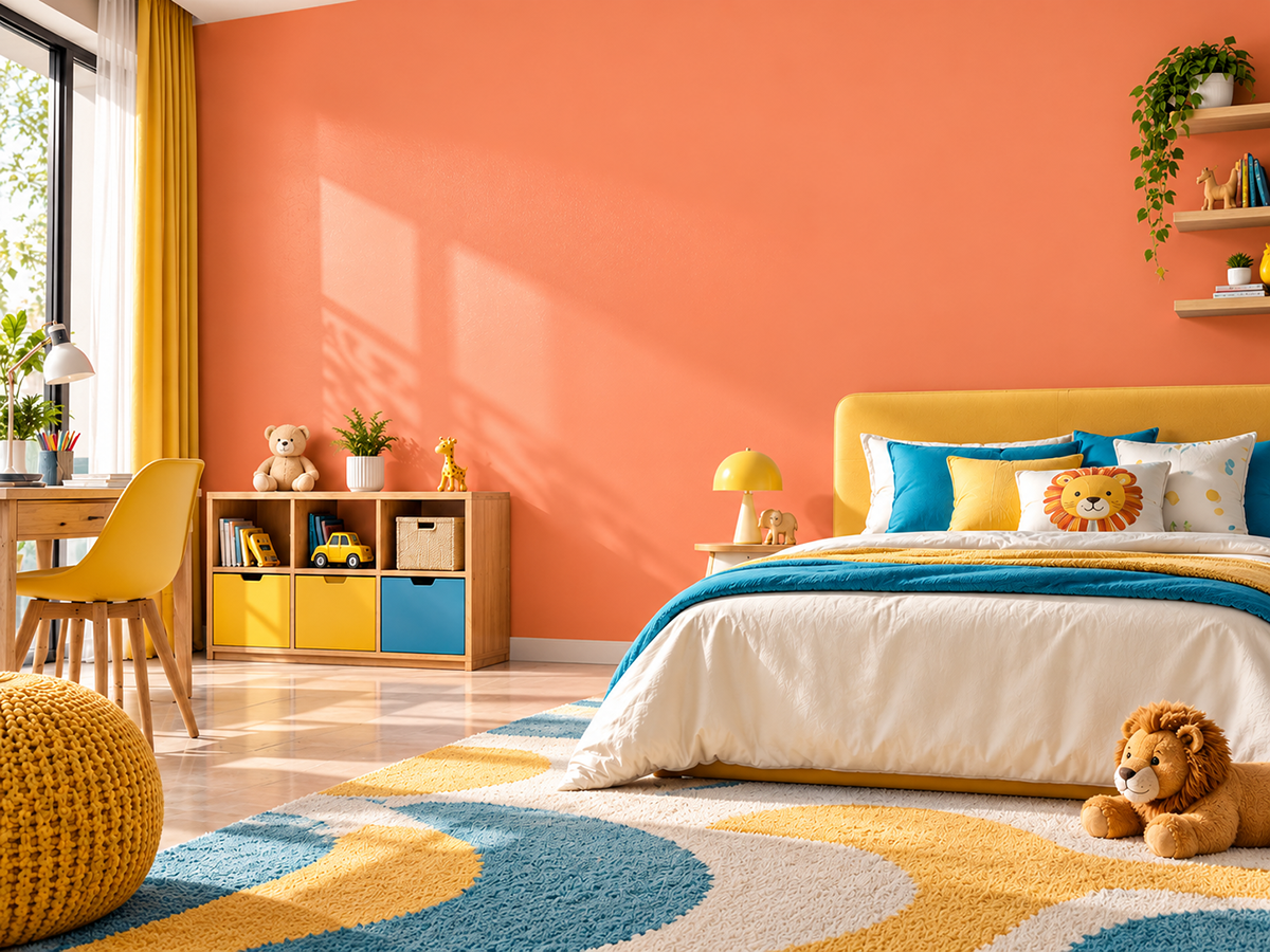 Colorful finished interior showing Attitude Kidz Semi Glo paint