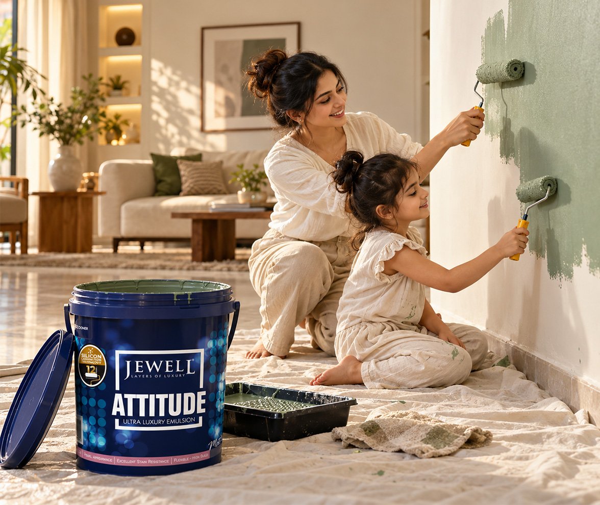 A family putting the finishing touches on a freshly painted home