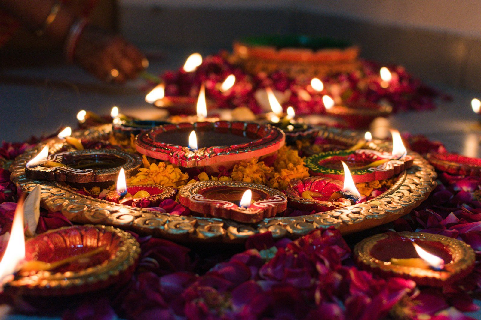 Diyas glowing during Diwali