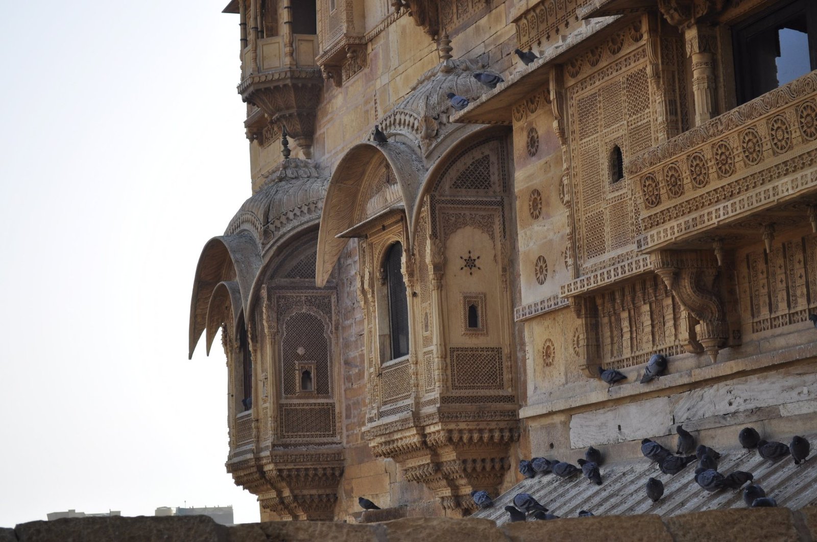 Golden sandstone walls and towers of Jaisalmer Fort